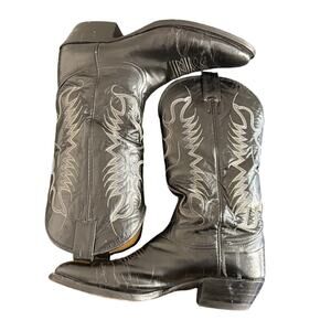 NOCONA Vintage Black Leather Western Cowboy Boots Men size 9.5 B Texas